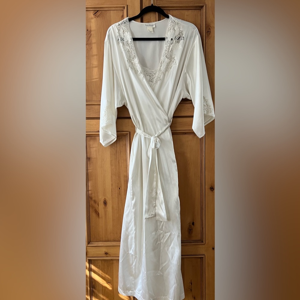 Vintage Natori Classics Bridal Robe & Gown Set Ivory Lace S/M Honeymoon